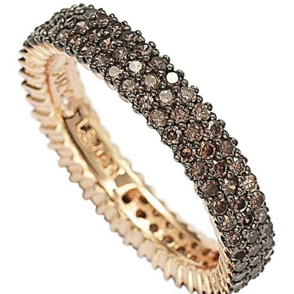 14K Rose Gold Plated Micro-Pave Brown CZ Eternity